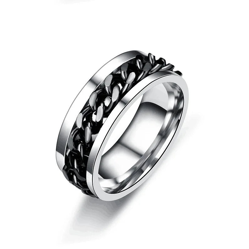 Bague Chaîne Rotative en Titane – Anti-Stress & Style
Look urbain. Détente assurée. Résistance extrême.
Cette bague mixte en acier titane est dotée d’une chaîne centrale rotative pour apaiser le stress en toute discrétion.