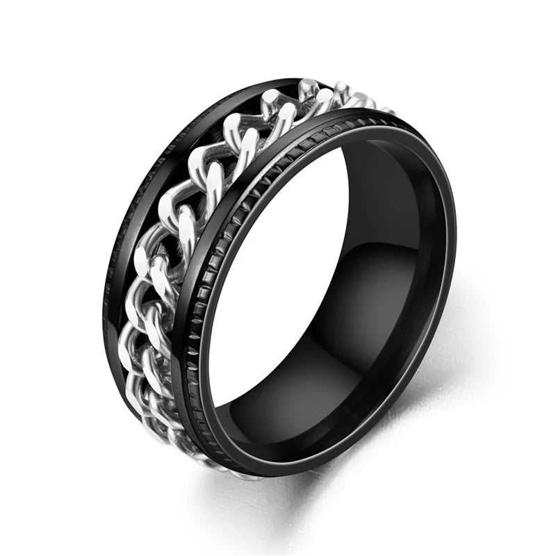 Bague Chaîne Rotative en Titane – Anti-Stress & Style
Look urbain. Détente assurée. Résistance extrême.
Cette bague mixte en acier titane est dotée d’une chaîne centrale rotative pour apaiser le stress en toute discrétion.