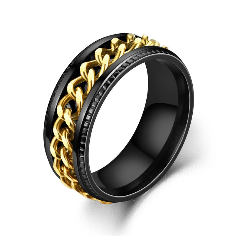 Bague Chaîne Rotative en Titane – Anti-Stress & Style
Look urbain. Détente assurée. Résistance extrême.
Cette bague mixte en acier titane est dotée d’une chaîne centrale rotative pour apaiser le stress en toute discrétion.