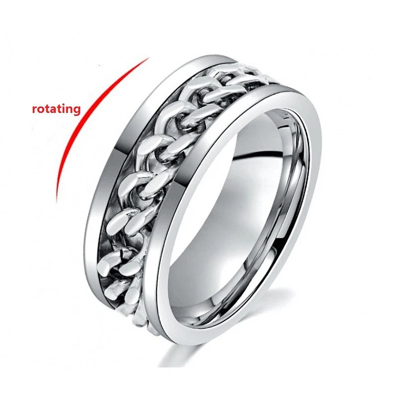 Bague Chaîne Rotative en Titane – Anti-Stress & Style
Look urbain. Détente assurée. Résistance extrême.
Cette bague mixte en acier titane est dotée d’une chaîne centrale rotative pour apaiser le stress en toute discrétion.