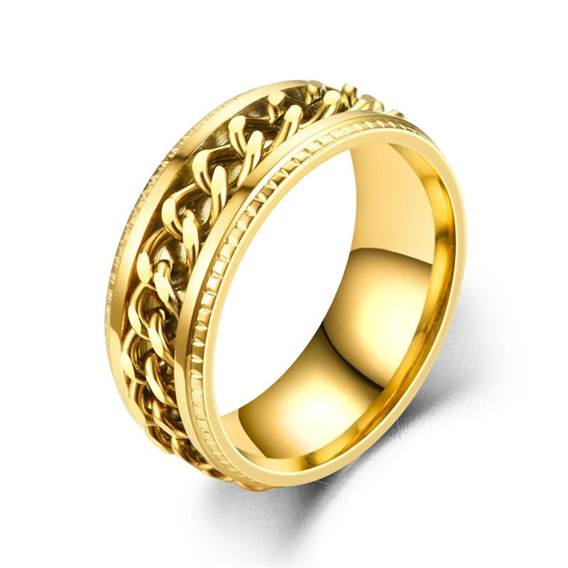 Bague Chaîne Rotative en Titane – Anti-Stress & Style
Look urbain. Détente assurée. Résistance extrême.
Cette bague mixte en acier titane est dotée d’une chaîne centrale rotative pour apaiser le stress en toute discrétion.