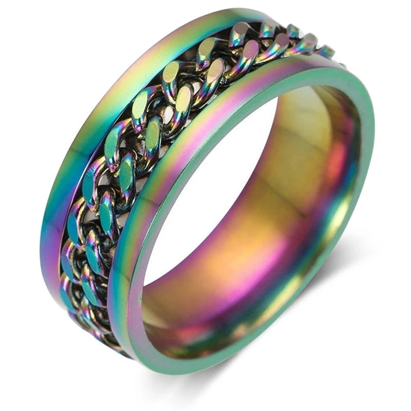 Bague Chaîne Rotative en Titane – Anti-Stress & Style

Look urbain. Détente assurée. Résistance extrême.
Cette bague mixte en acier titane est dotée d’une chaîne centrale rotative pour apaiser le stress en toute discrétion.